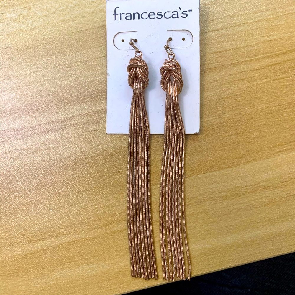 Francescas gold evening earrings